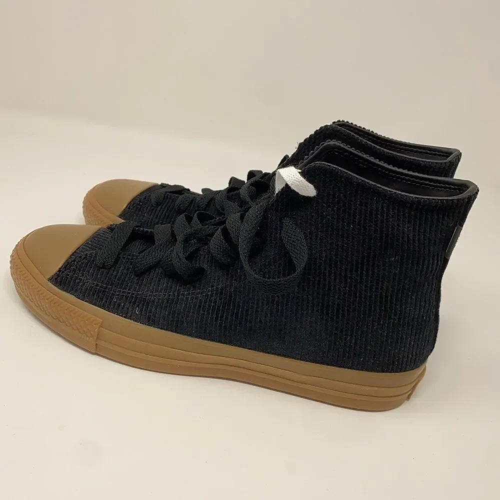 Converse Black Corduroy High Top Sneakers with Gum Sole